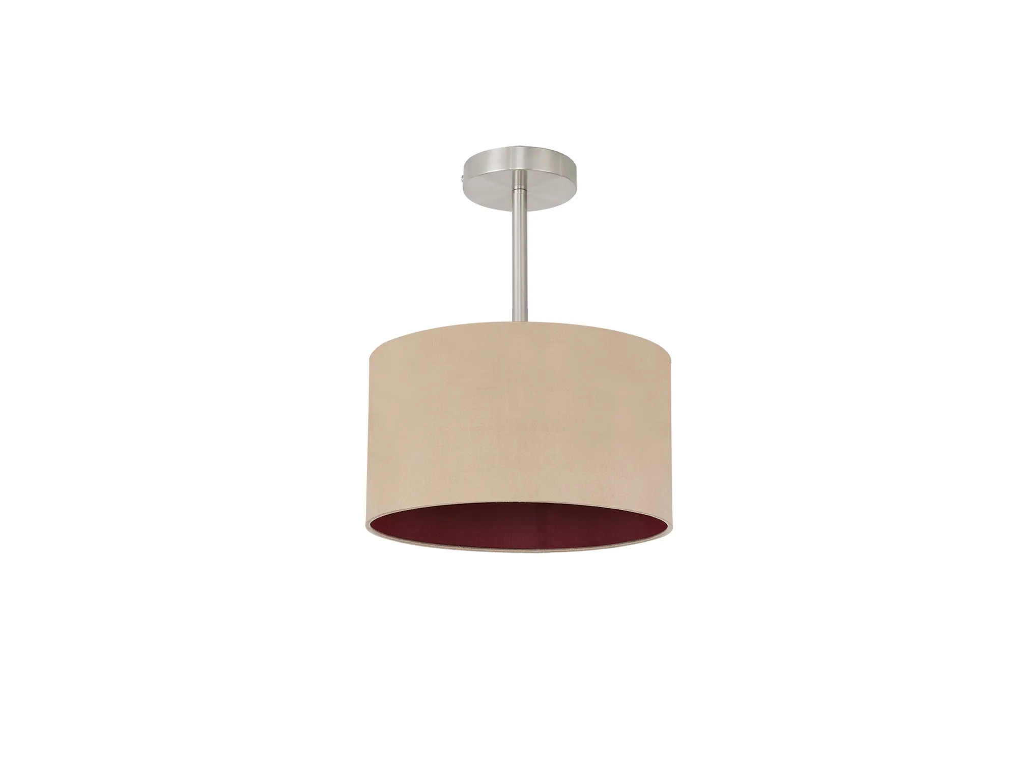 Baymont 30cm Semi Flush 1 Light Satin Nickel; Antique Gold/Ruby DK0244  Deco Baymont SN AG